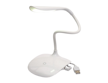 LAMPE DE BUREAU LED + USB BLANCHE 110X100X280 - (MARQUAGE INCLUS)