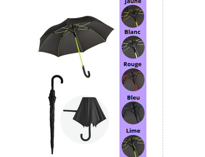 PARAPLUIE NOIR BRANCHE COUL. OUVERTURE AUTO.- COULEUR A DEFINIR(MARQUAGE INCLUS)