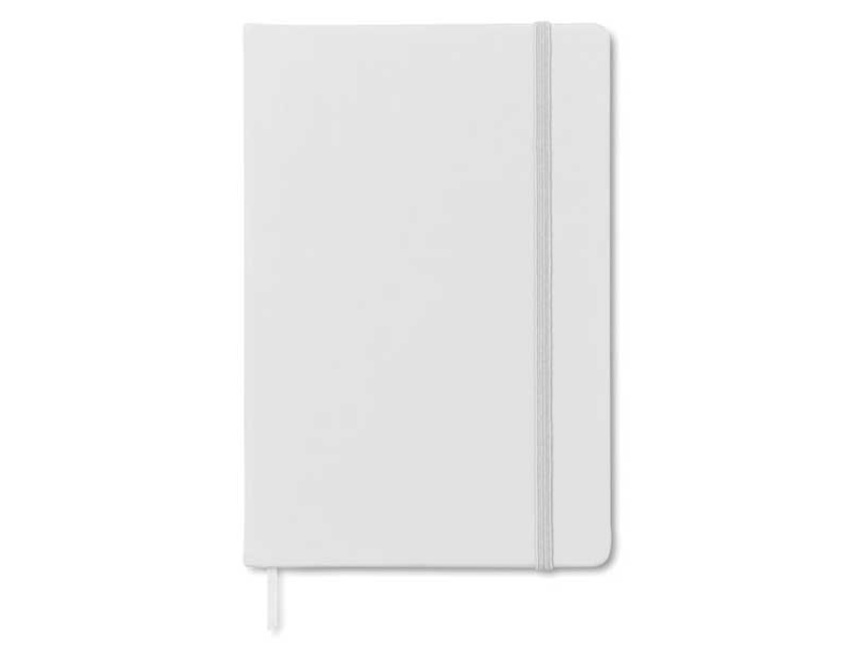 CARNET A5 BLANC LIGNE 80P +ELASTIQUE (MARQUAGE SUR DEMANDE )