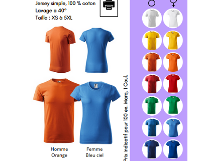 T SHIRT REF 129 HOMME COUL AU CHOIX +TAILLE A CHOISIR + MARQUAGE